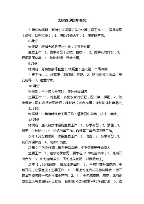 杏树管理周年备忘