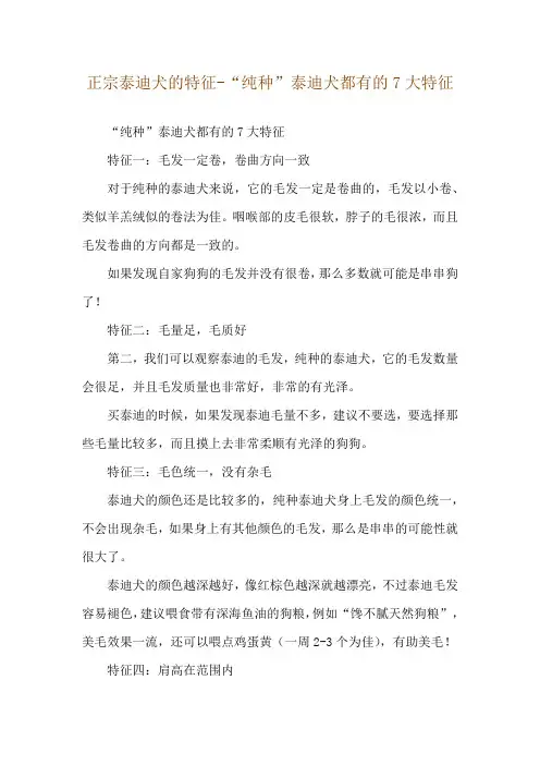 正宗泰迪犬的特征-“纯种”泰迪犬都有的7大特征