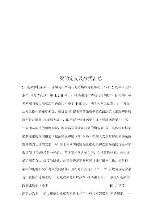 梁的定义及分类汇总