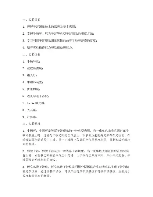 干涉测量技术实验报告