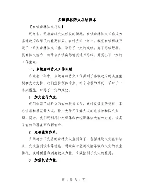 乡镇森林防火总结范本