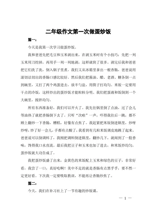 二年级作文第一次做蛋炒饭