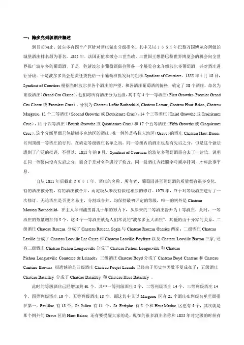 法国列级酒庄(整理)