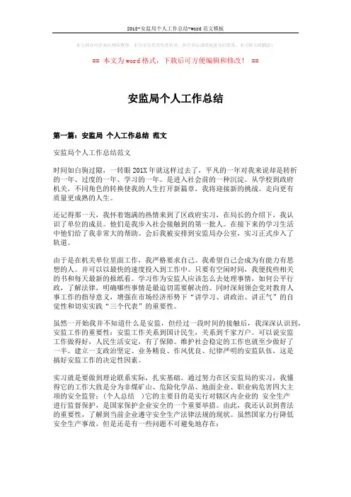 2018-安监局个人工作总结-word范文模板 (8页)
