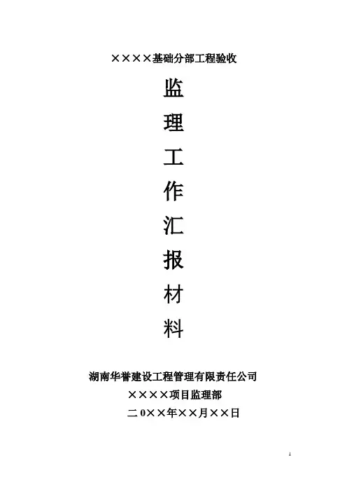 ××××项目基础验收汇报材料(定稿范本)