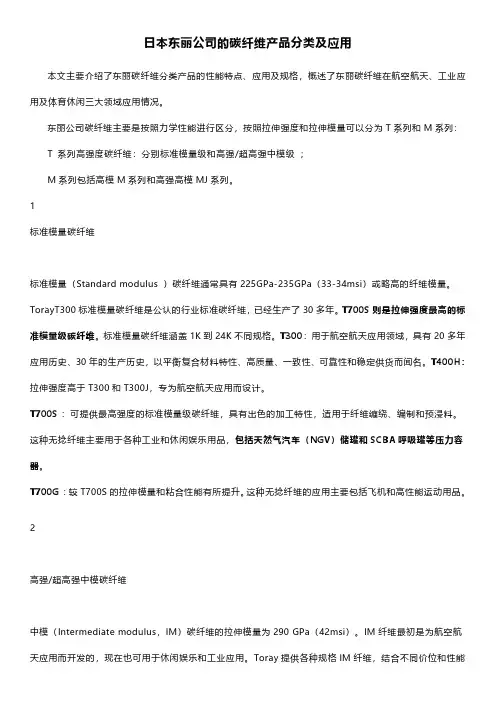 日本东丽公司的碳纤维产品分类及应用