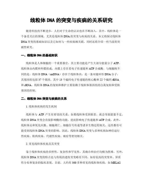 线粒体DNA的突变与疾病的关系研究