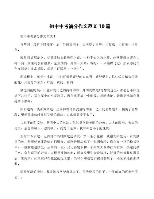 初中中考满分作文范文10篇
