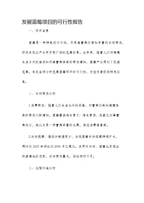 发展蓝莓项目的可行性报告
