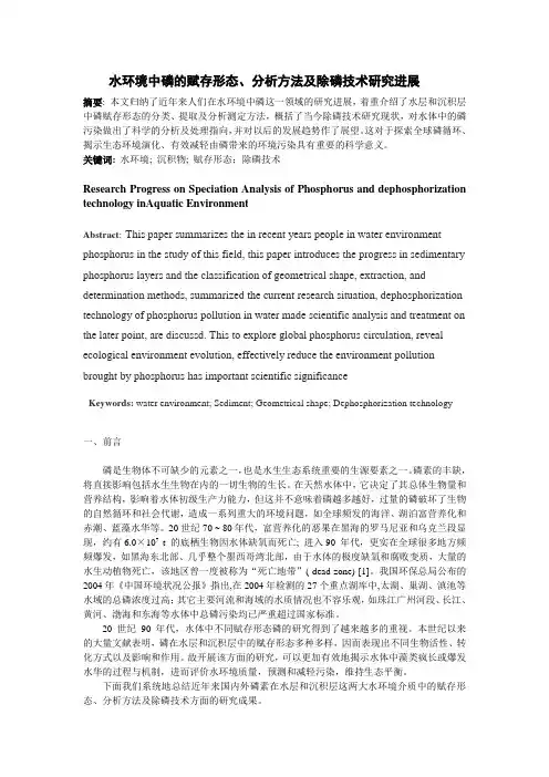 水环境中磷的赋存形态、分析方法及除磷技术研究进展