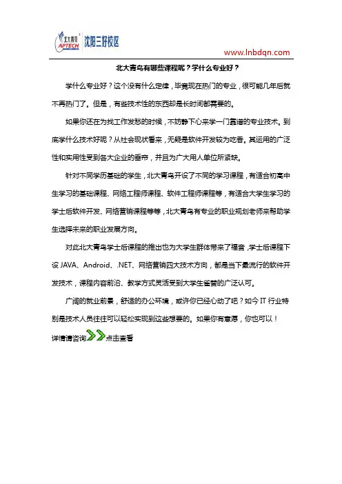 北大青鸟有哪些课程呢？学什么专业好？