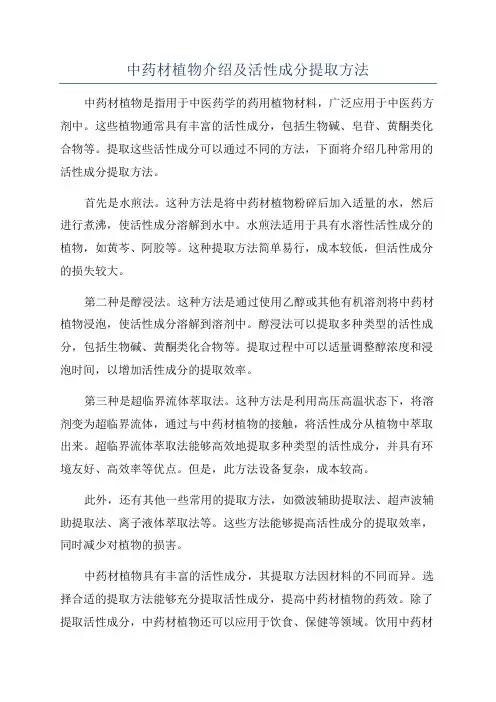 中药材植物介绍及活性成分提取方法
