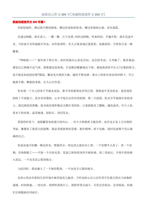 绽放自己作文800字[美丽的绽放作文800字]