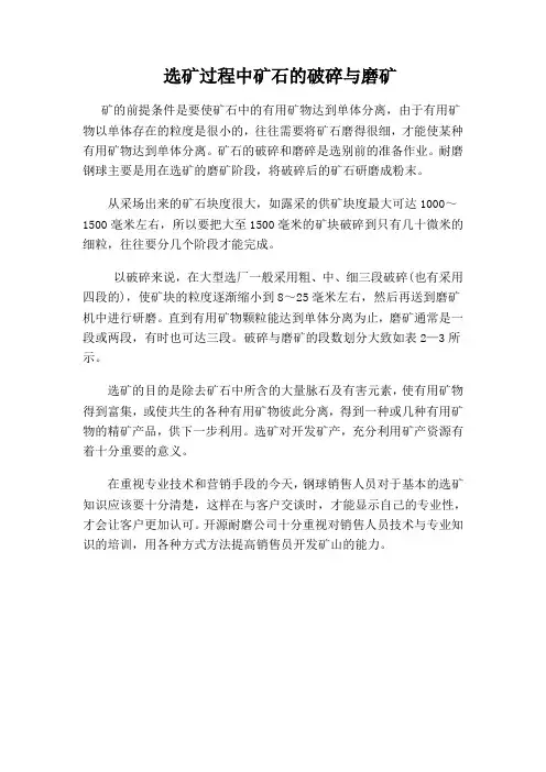 选矿过程中矿石的破碎与磨矿