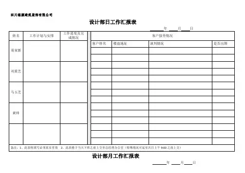 设计部工作表日表和月表