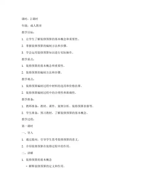 装修预算讲课教案范文模板