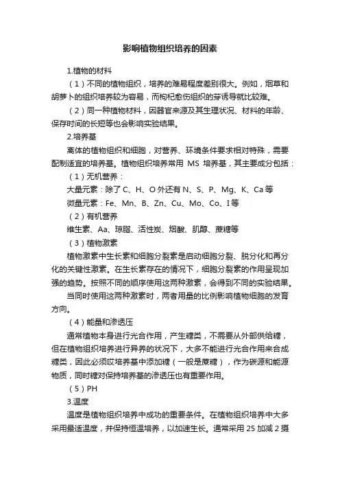 影响植物组织培养的因素