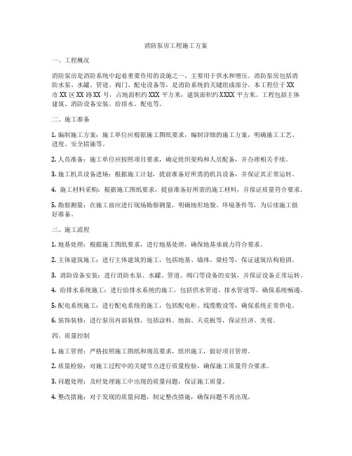消防泵房工程施工方案