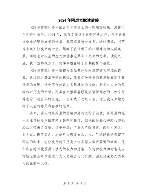 2024年阿房宫赋读后感
