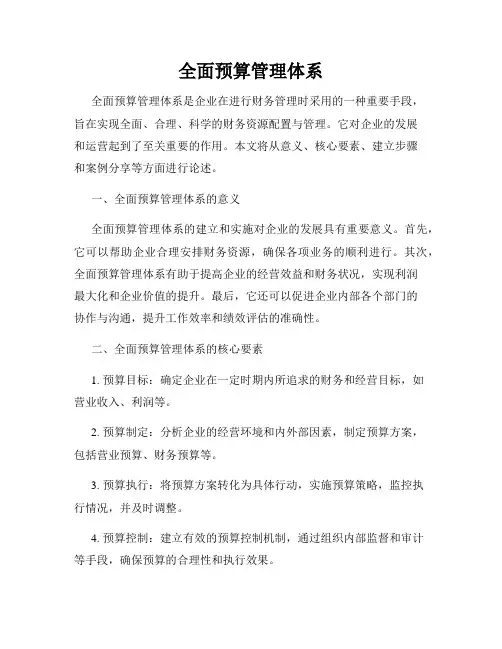 全面预算管理体系