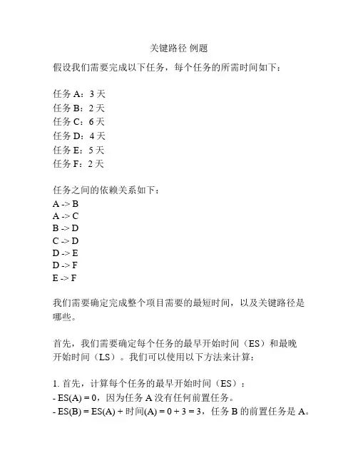 关键路径 例题