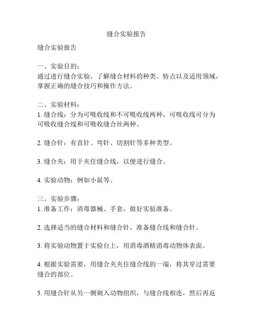 缝合实验报告