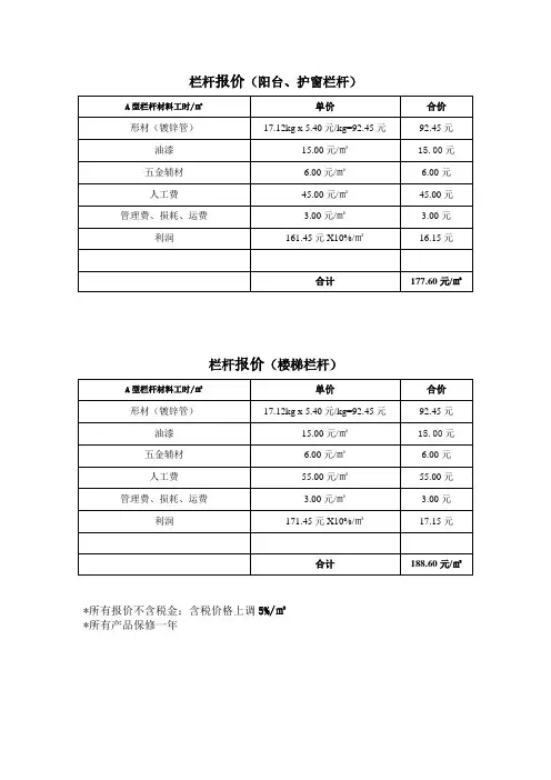栏杆,扶手报价