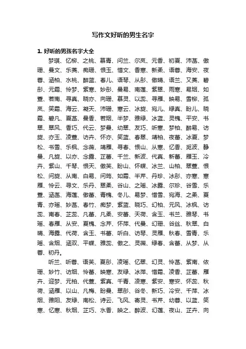 写作文好听的男生名字