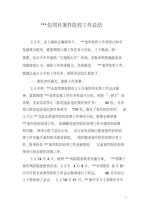 信用社案件防控工作总结[2020年最新]