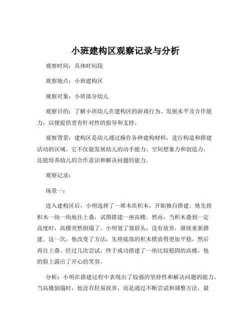 小班建构区观察记录与分析