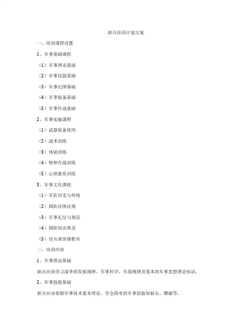 新兵培训计划方案