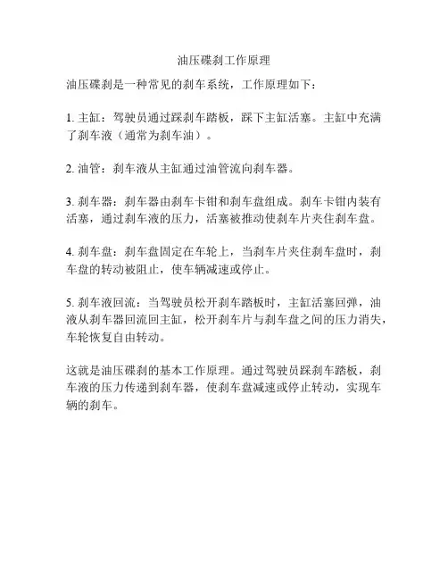 油压碟刹工作原理