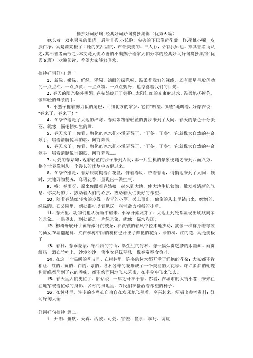 摘抄好词好句经典好词好句摘抄集锦(优秀6篇)