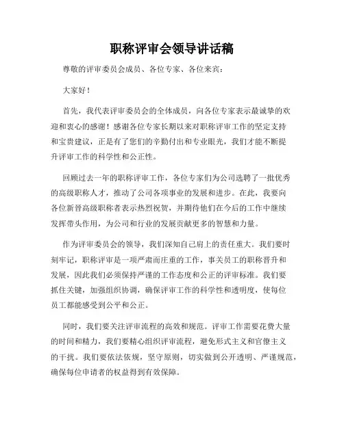 职称评审会领导讲话稿