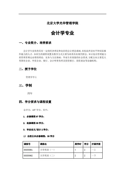 北京大学光华管理学院课程设置