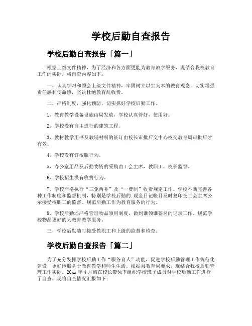 学校后勤自查报告