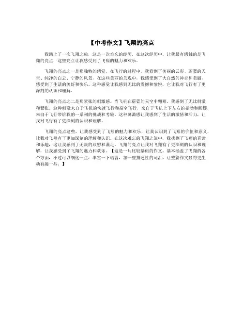 【中考作文】飞翔的亮点