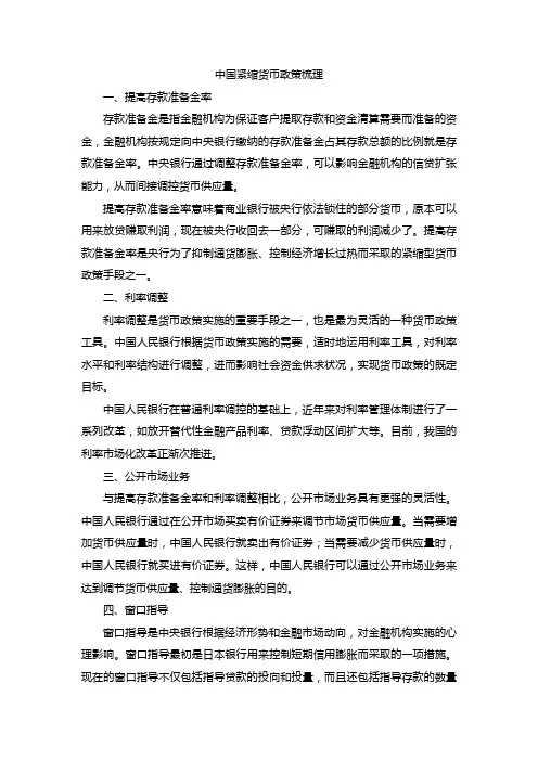 中国紧缩货币政策梳理