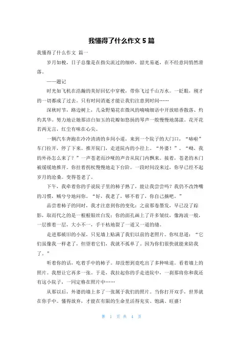 我懂得了什么作文5篇