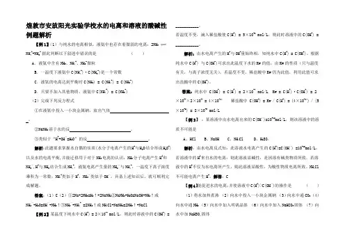高中化学水的电离和溶液的酸碱性 例题解析四