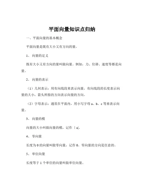 平面向量知识点归纳