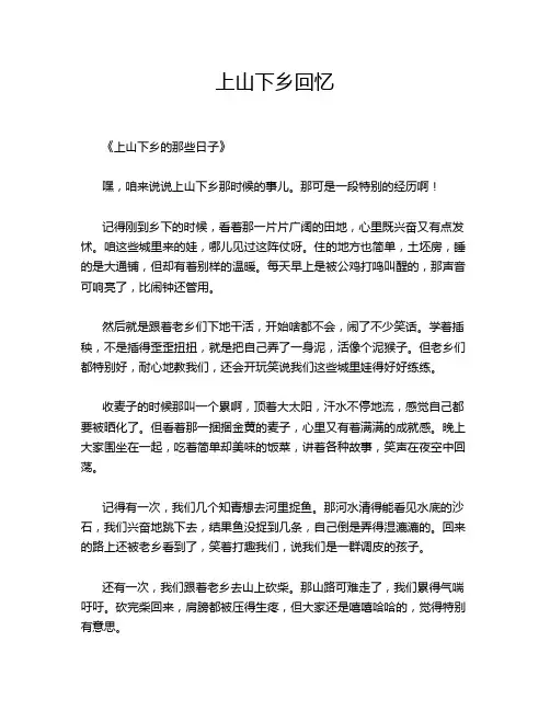 上山下乡回忆