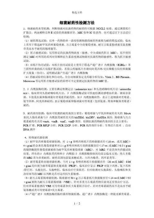细菌耐药性检测方法