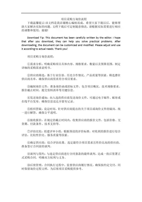 项目采购方询价流程