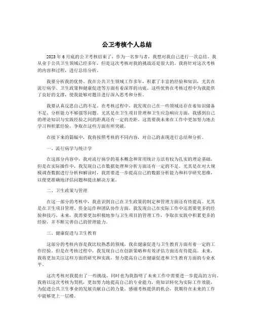 公卫考核个人总结