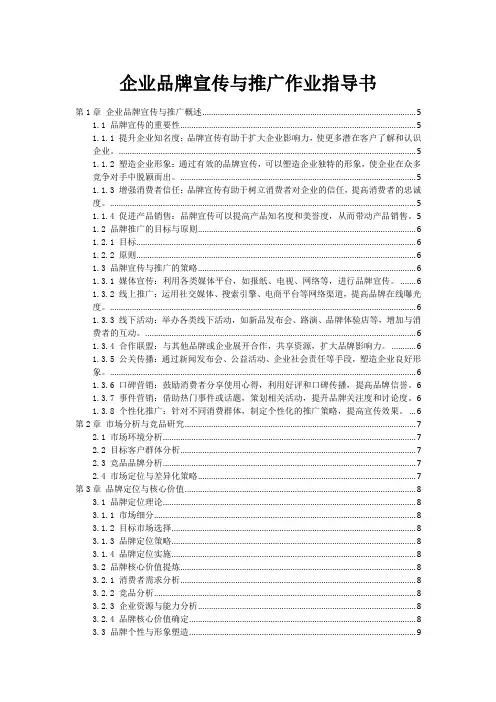 企业品牌宣传与推广作业指导书