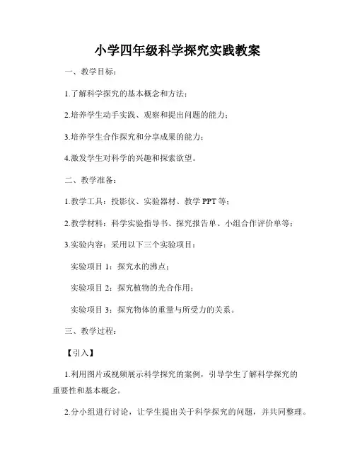 小学四年级科学探究实践教案