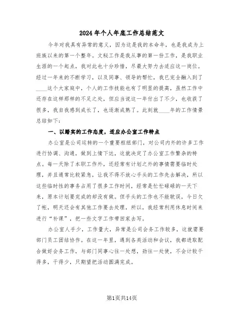 2024年个人年底工作总结范文(五篇)