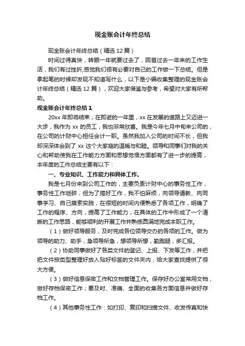 现金账会计年终总结（精选12篇）
