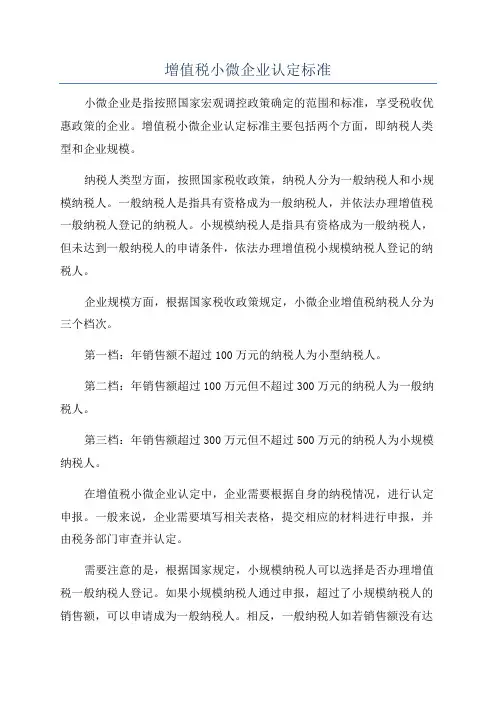增值税小微企业认定标准